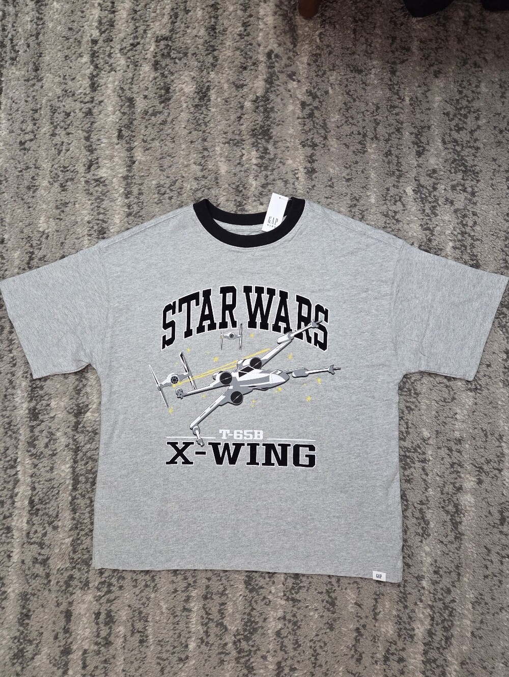 NWT GAP Kids XL Star Wars X-Wing Cotton Graphic Tee - Gray Women's Medium Crop